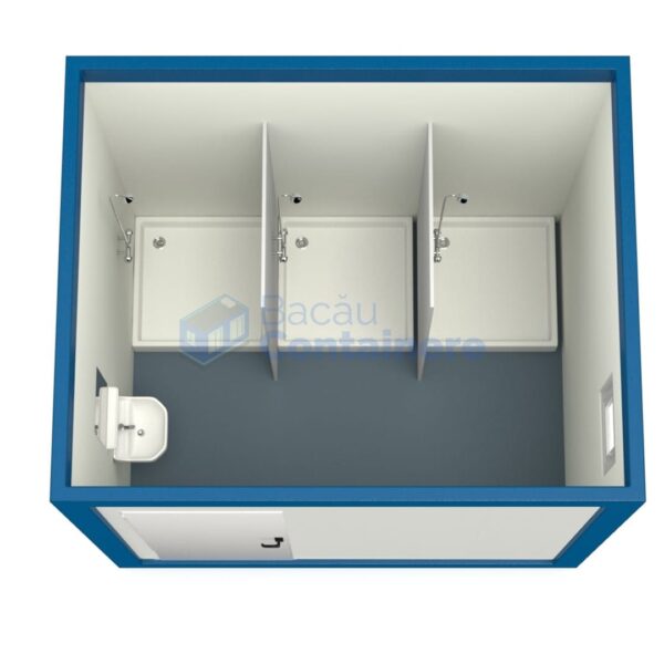 container sanitar bacau 3metri 3dusuri albastru