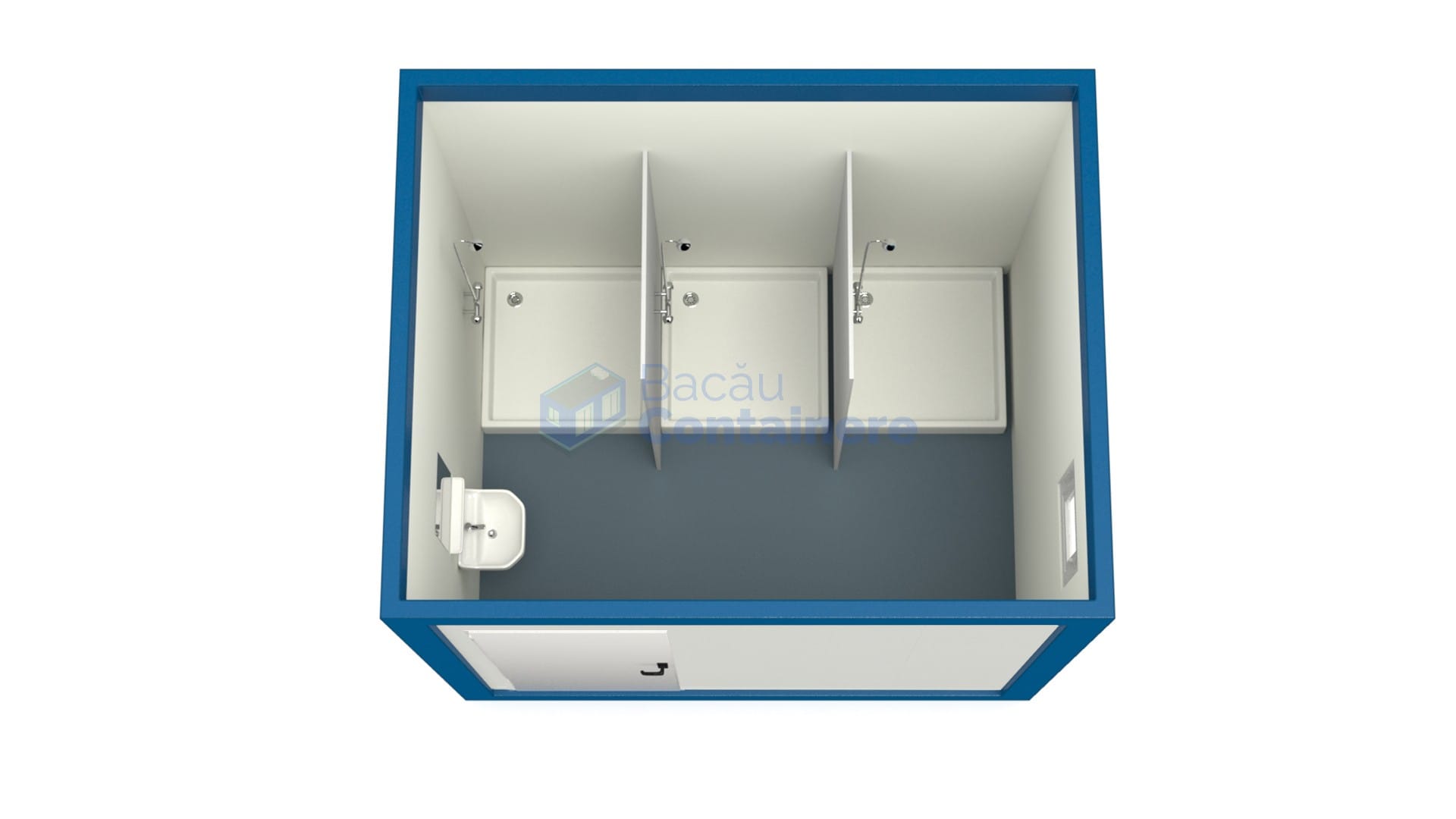 container sanitar bacau 3metri 3dusuri albastru