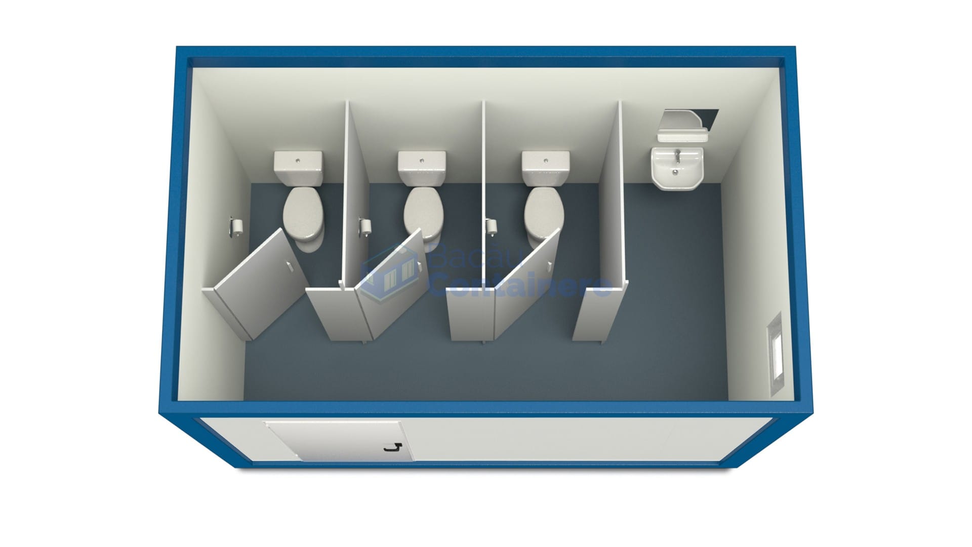 container sanitar bacau 4metri 3wc albastru