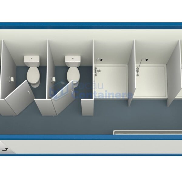 container sanitar bacau 6metri 3dusuri 3wc albastru