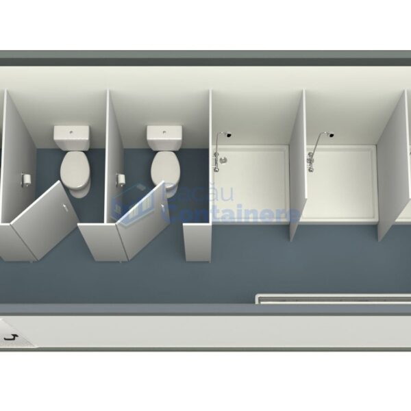 container sanitar bacau 6metri 3dusuri 3wc gri