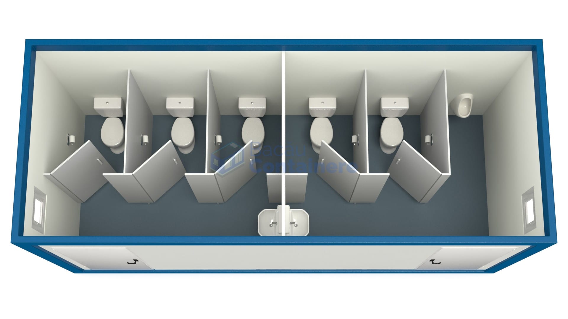 container sanitar bacau 6metri 5wc albastru