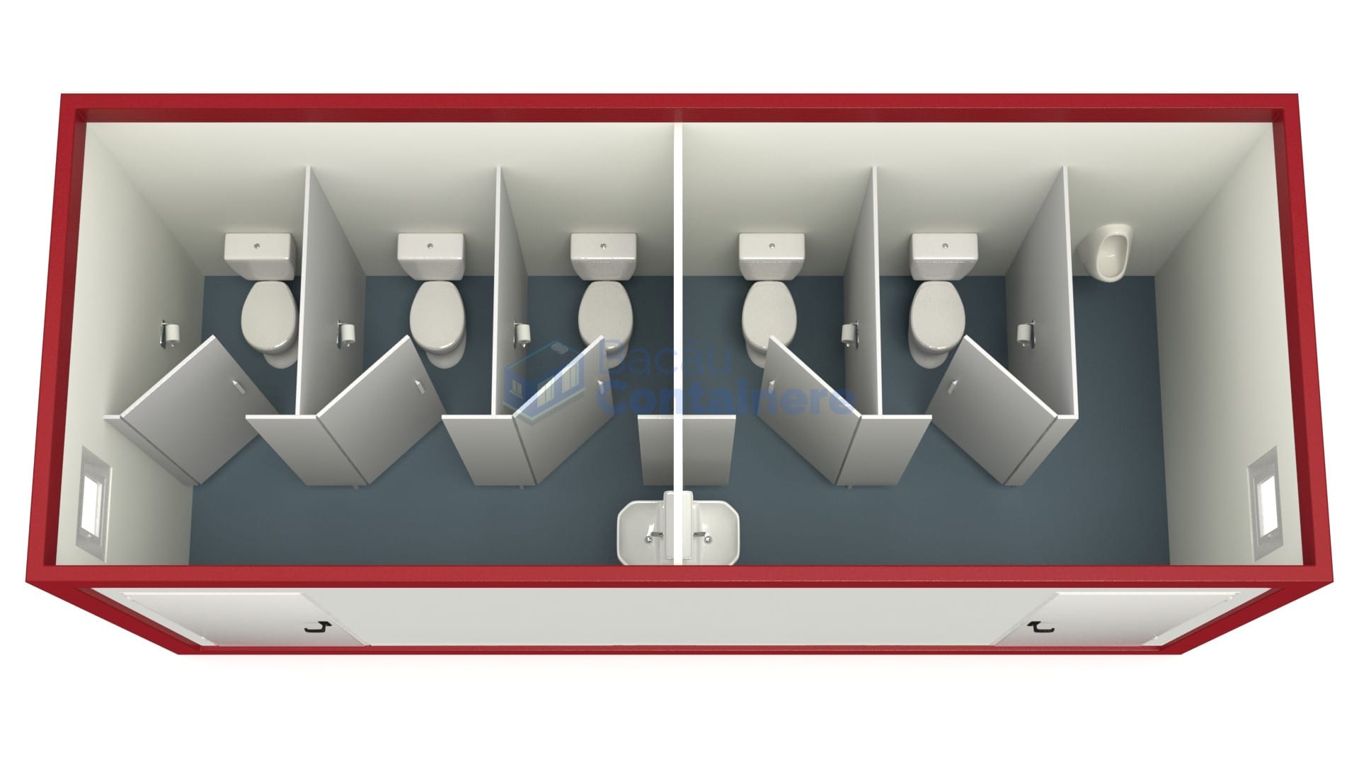 container sanitar bacau 6metri 5wc rosu