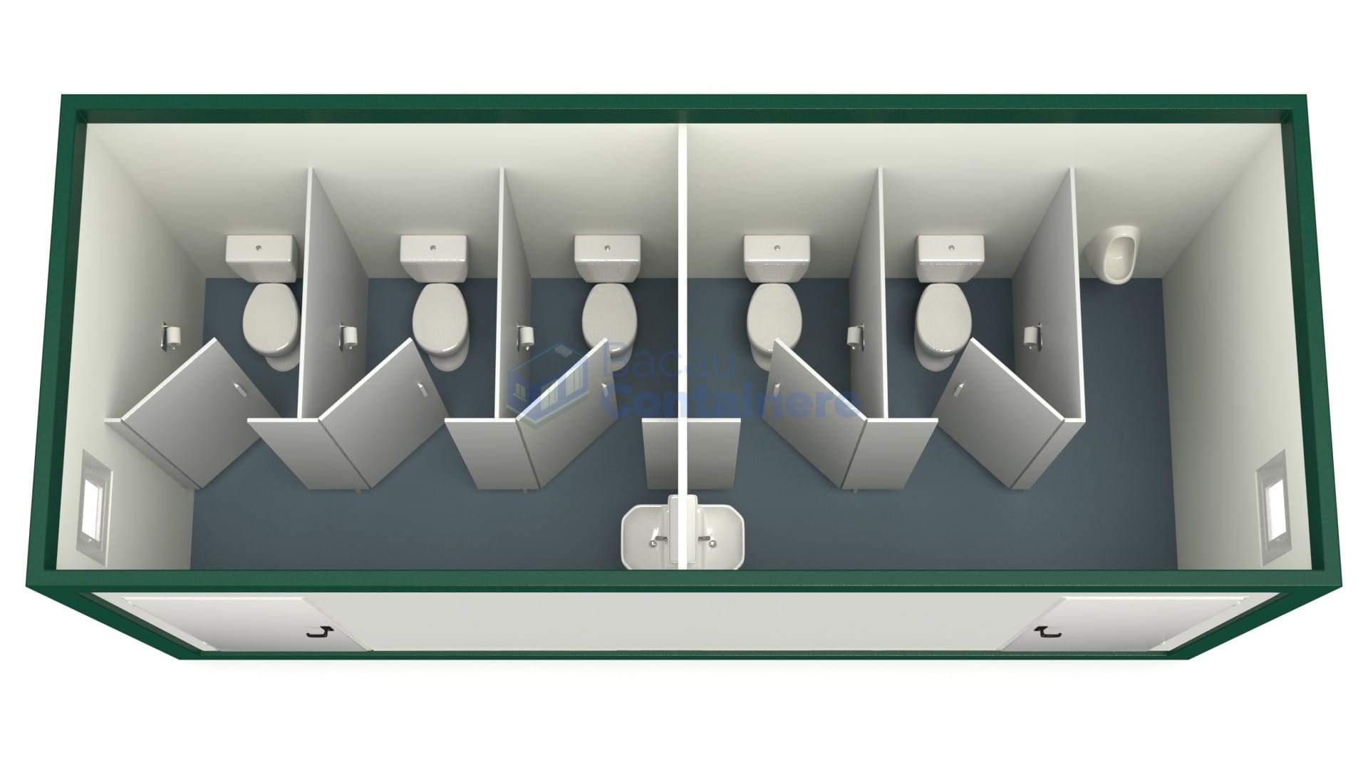 container sanitar bacau 6metri 5wc verde